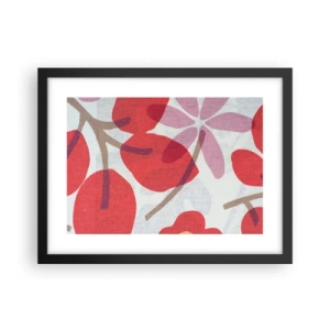 Poster în ramă neagră - Aranjament floral în roz - 40x30 cm