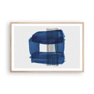 Poster în ramă de stejar deschis - Compoziție albastru-negru - 91x61 cm