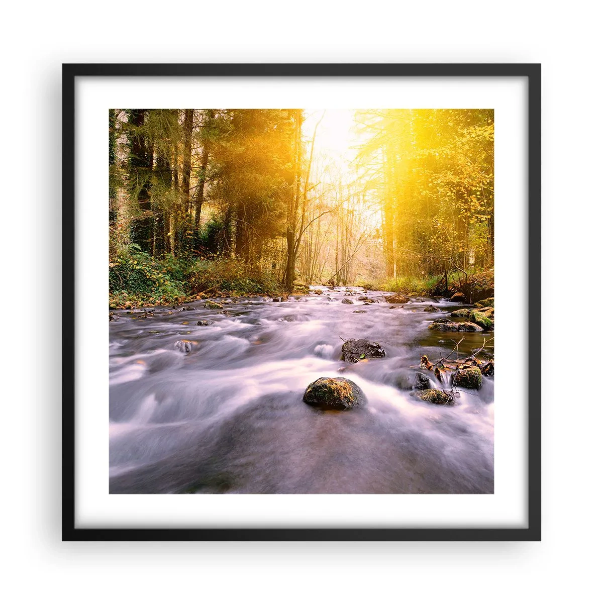 Poster în ramă neagră - Malachit în rame de argint și aur - 50x50 cm