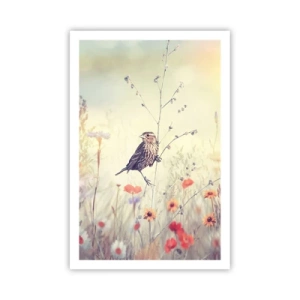 Poster - Portret de pasăre cu o pajiște în fundal - 61x91 cm