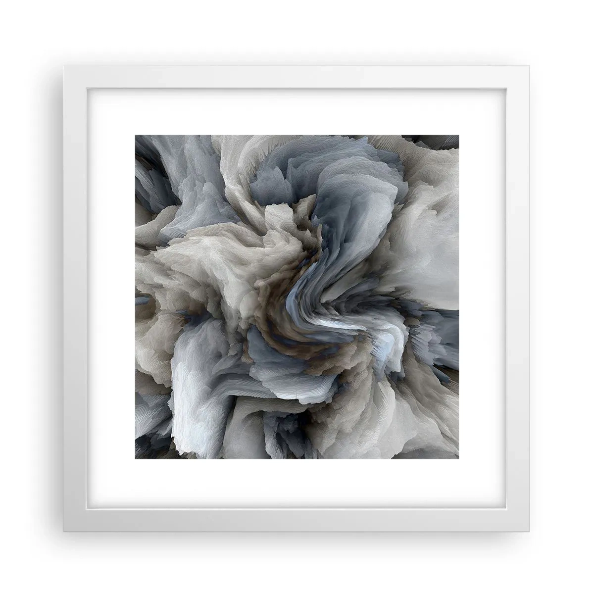 Poster în ramă albă - Piatră și floare - 30x30 cm