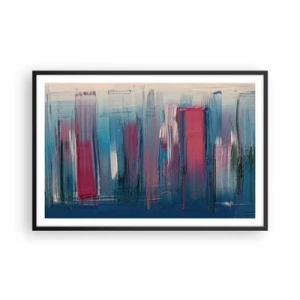 Poster în ramă neagră - Compoziție verticală în albastru și roșu - 91x61 cm