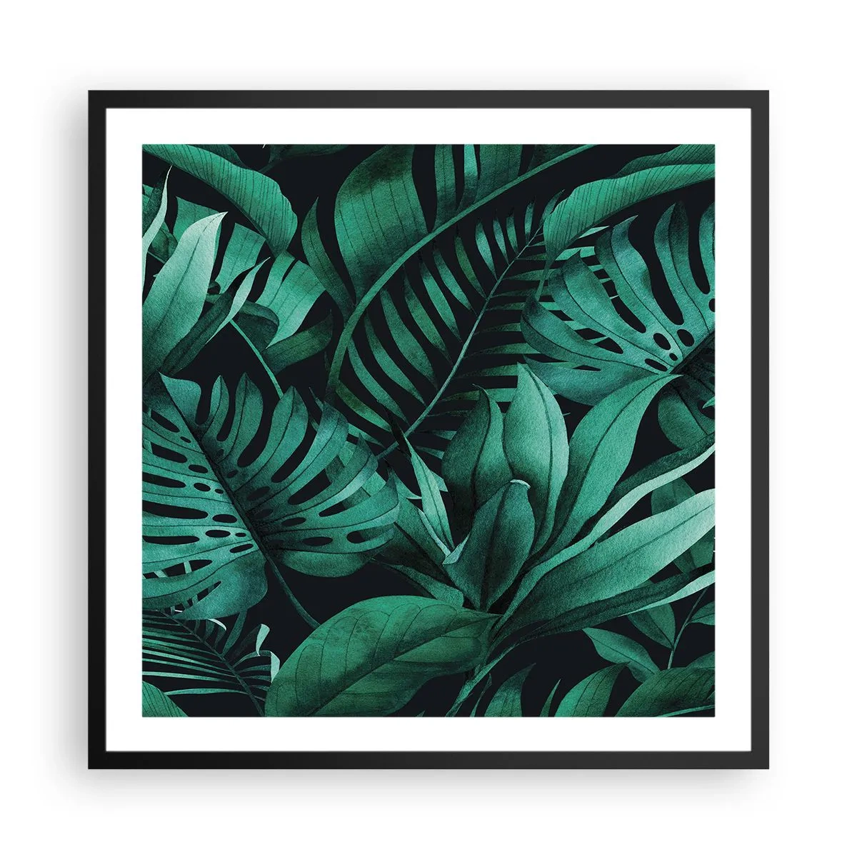 Poster în ramă neagră - Profunzimea verdelui tropical - 60x60 cm