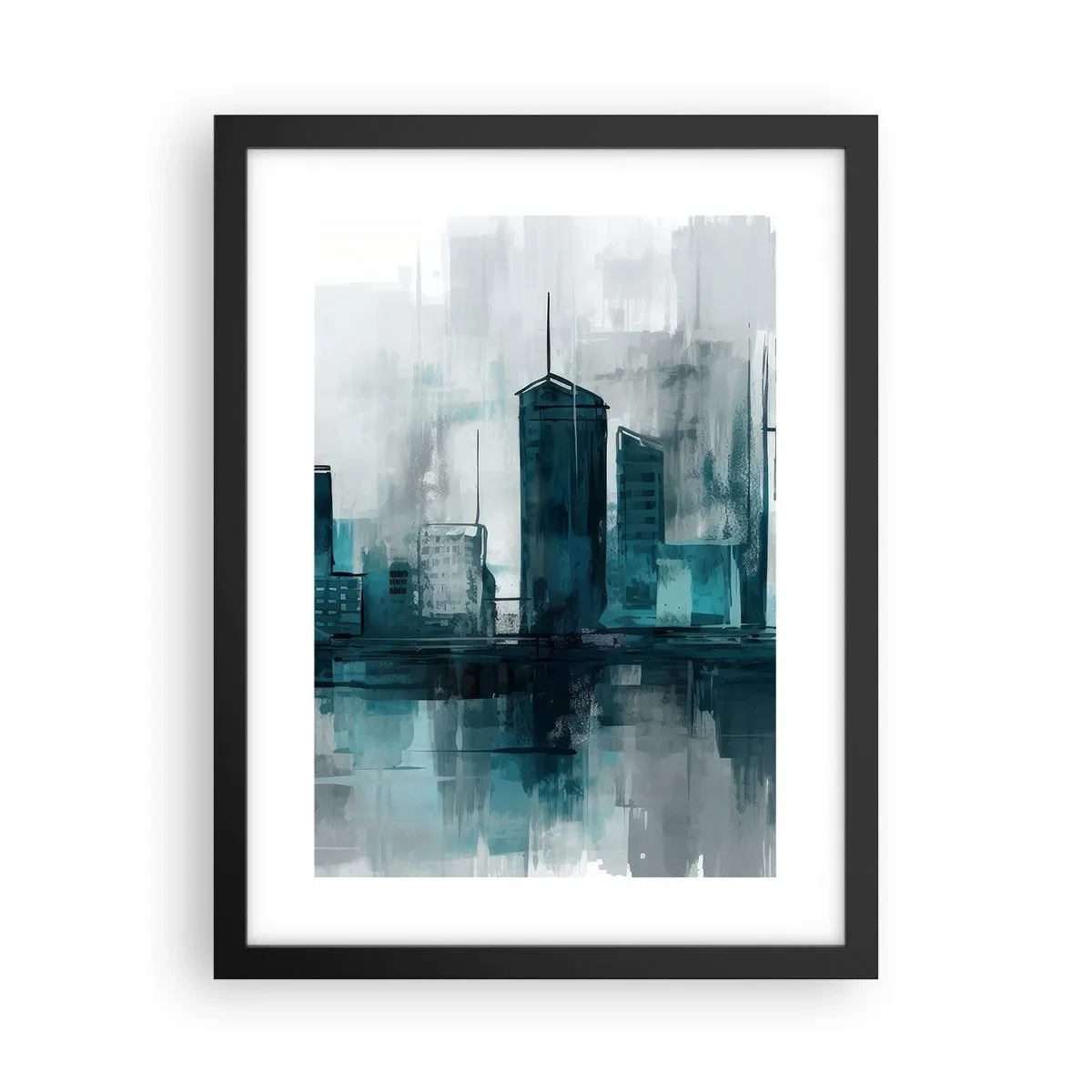 Poster în ramă neagră - Un oraș de culoarea ploii - 30x40 cm