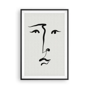 Poster în ramă neagră - Portret tras cu o linie - 61x91 cm