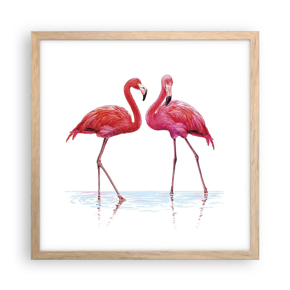 Poster în ramă de stejar deschis - Pink randez-vous - 40x40 cm