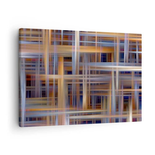 Tablou pe pânză Canvas - Modele geometrice abstracte în culori pastelate - 70x50cm - Țesut din lumină - Decorațiune modernă pentru perete pentru living și dormitor ARTTOR