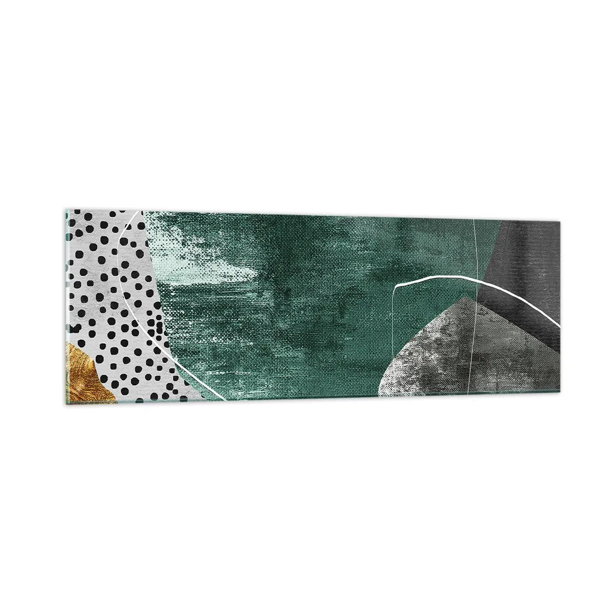 Tablou pe sticlă - Abstracție colorată cu fulgi de aur - 90x30 cm