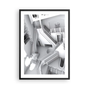 Poster în ramă neagră - Scări iluzorii într-un spațiu suprarealist - 50x70cm - Paradoxurile spațiului - Decorațiune modernă pentru perete pentru living și dormitor ARTTOR