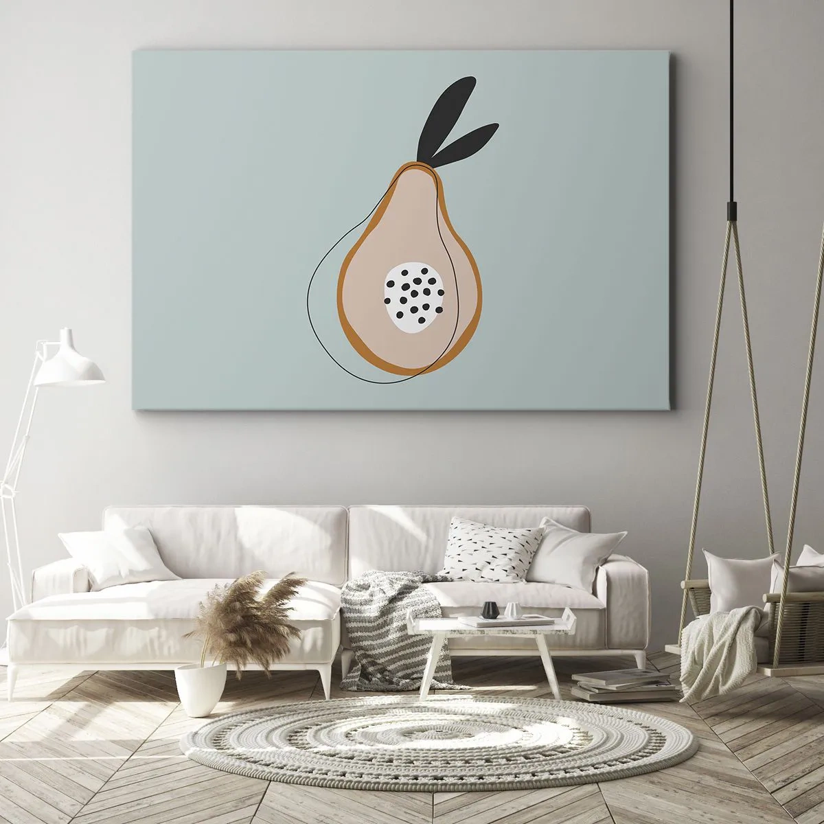 Tablou pe pânză Canvas - Pară abstractă pe un fundal deschis - 70x50cm - Pătrunzând în natura lucrurilor - Decorațiune modernă pentru perete pentru living și dormitor ARTTOR