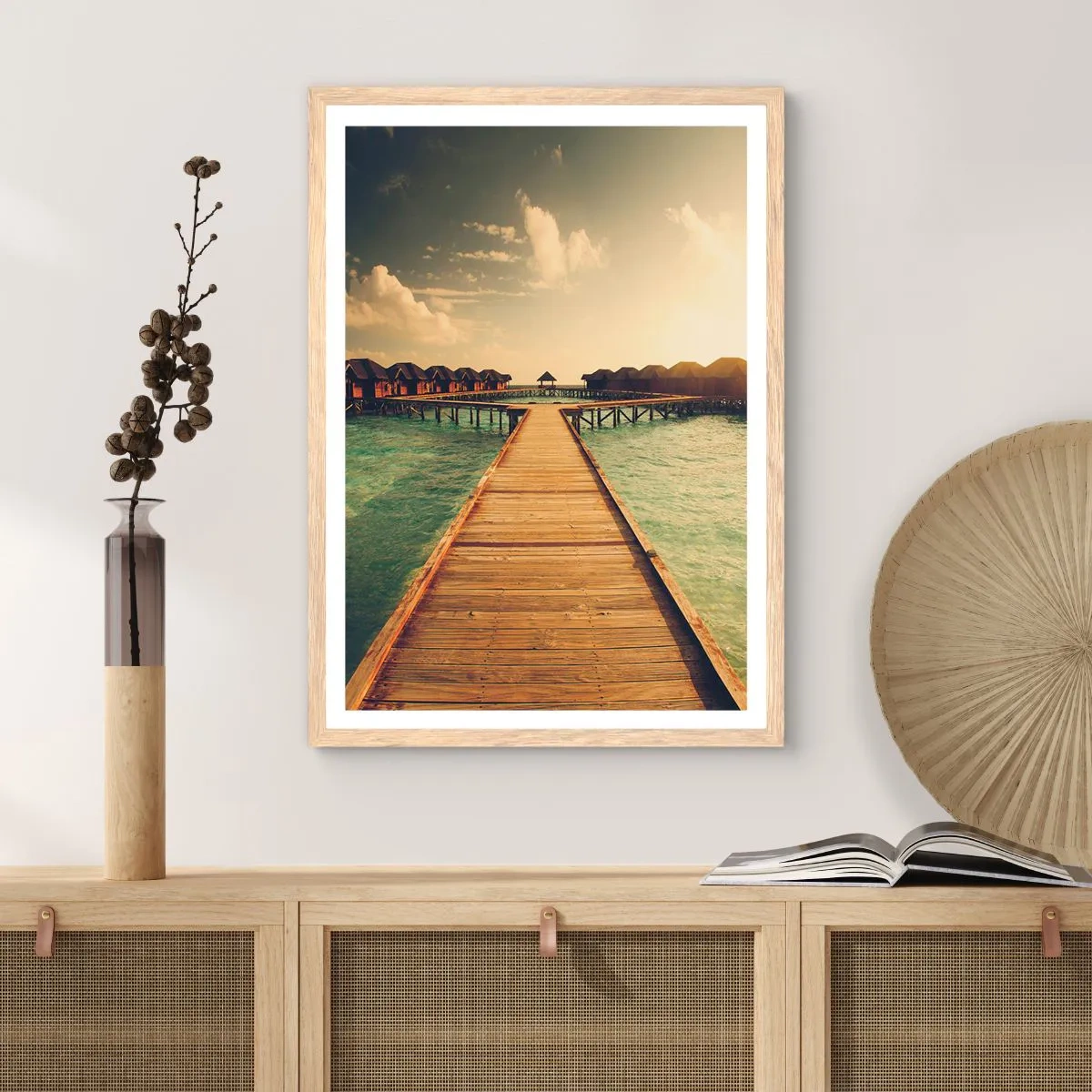 Poster în ramă de stejar deschis - O invitație caldă - 50x70 cm