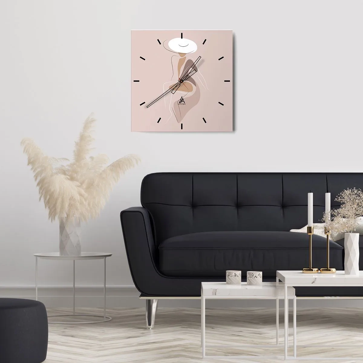 Ceas de perete - Ceas pe sticlă - O doamnă adevărată - 30x30 cm