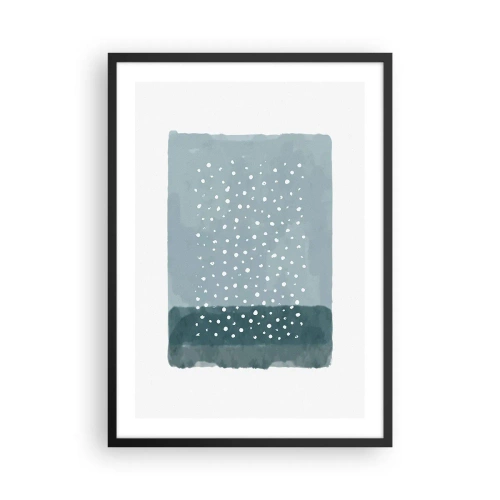Poster în ramă neagră - O compoziție abstractă cu puncte albe pe fundal albastru. - 50x70cm - Crescute pe albastru - Decorațiune modernă pentru perete pentru living și dormitor ARTTOR