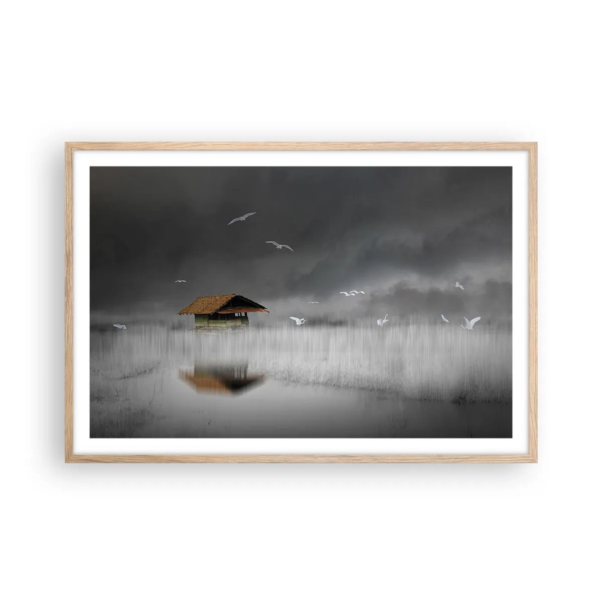 Poster în ramă de stejar deschis - Adăpost de ploaie - 91x61 cm