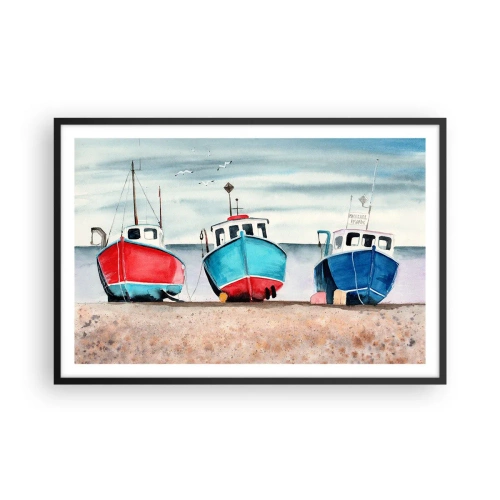 Poster în ramă neagră - Gata pentru pescuit - 91x61 cm