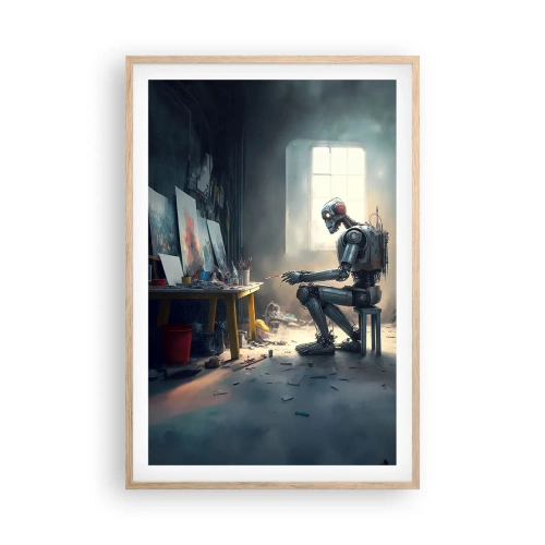 Poster în ramă de stejar deschis - Actul de creație - 61x91 cm