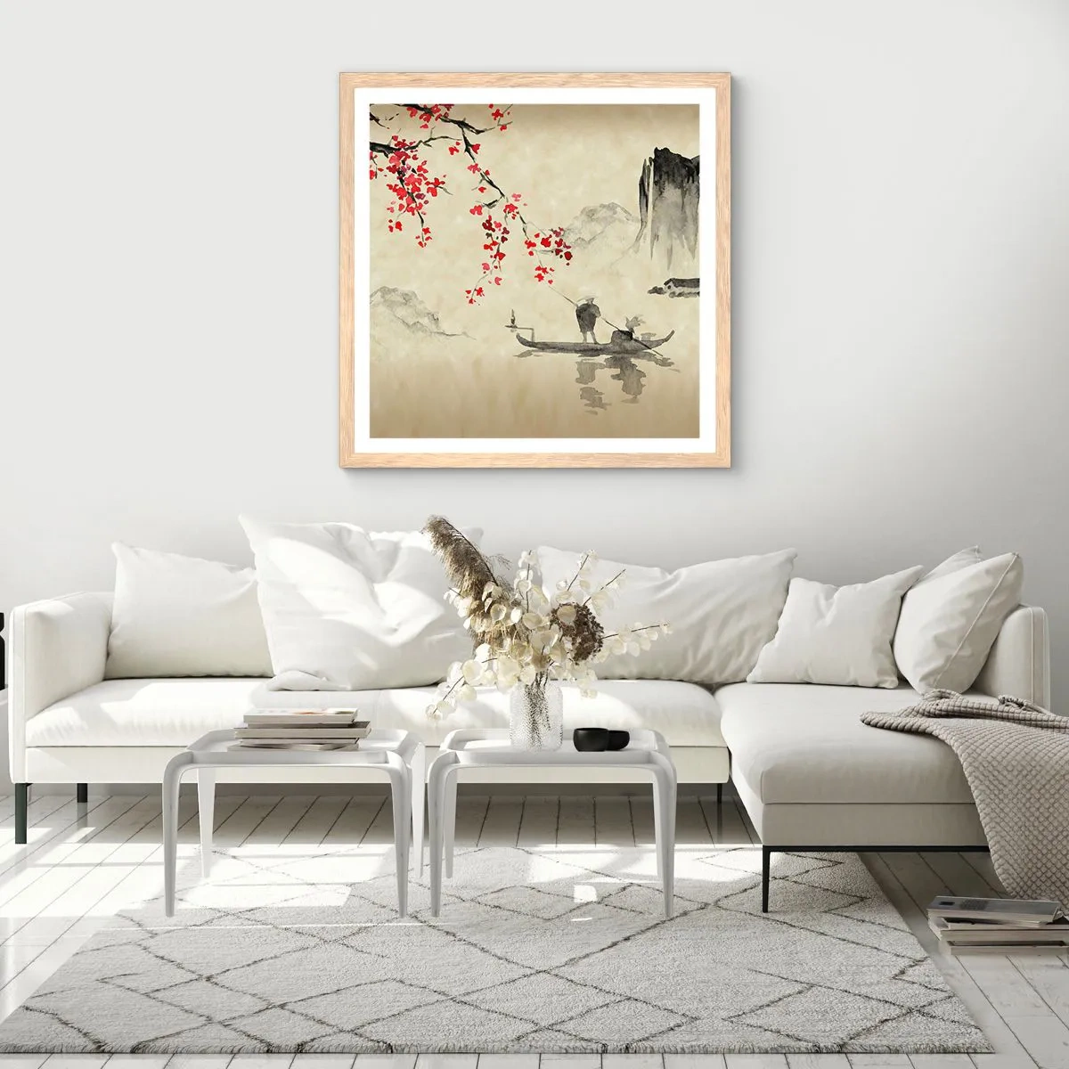 Poster în ramă de stejar deschis - În țara florilor de cireș - 30x30 cm