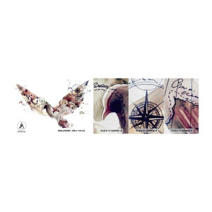 Mostră tapet Premium Canvas - Vagabondul cu capul în nori - Păsări, Porumbel, Abstracția - 100x30 cm