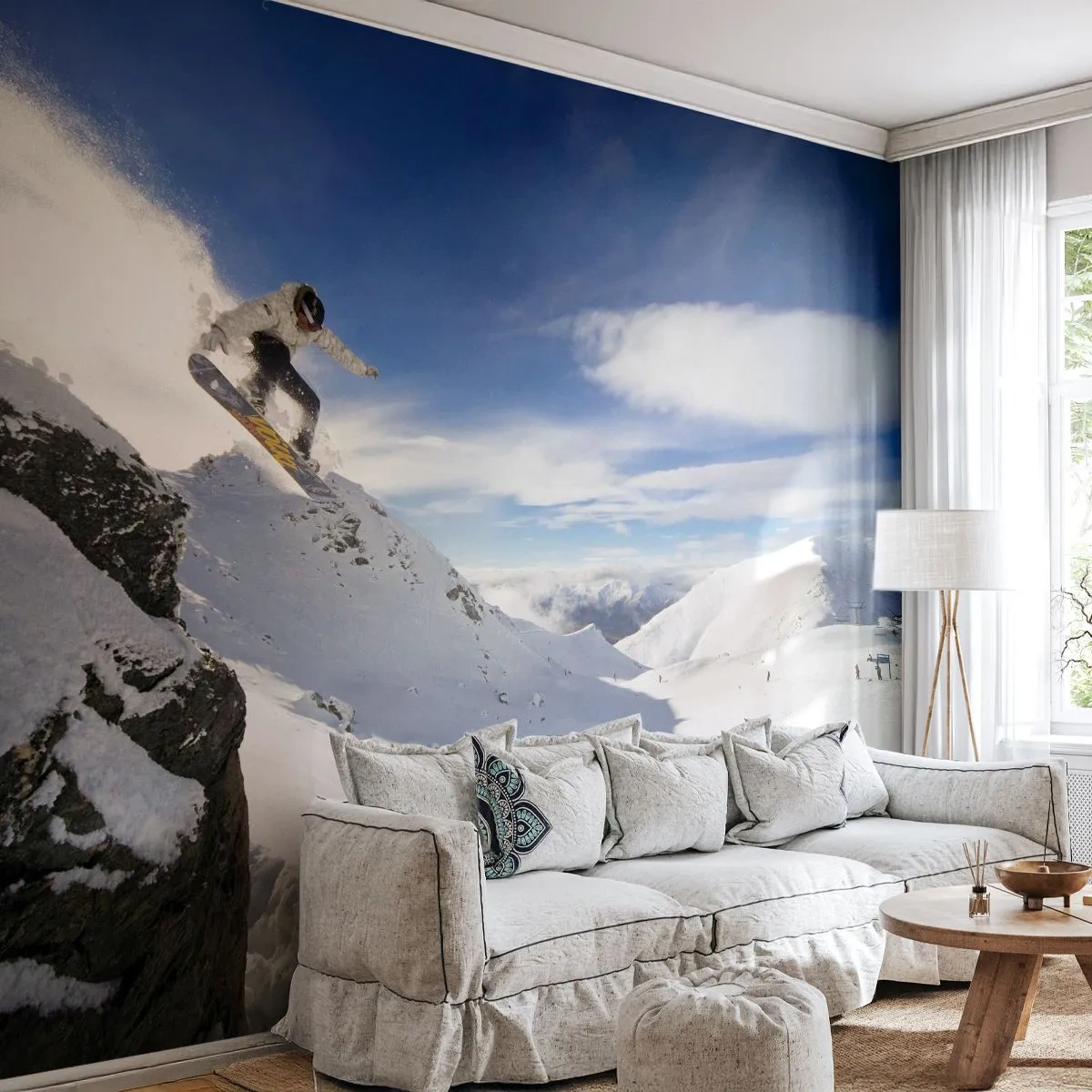 Fototapetă personalizată Premium Sand - Libertate fără frontiere - Snowboarding, Peisaj, Munţi