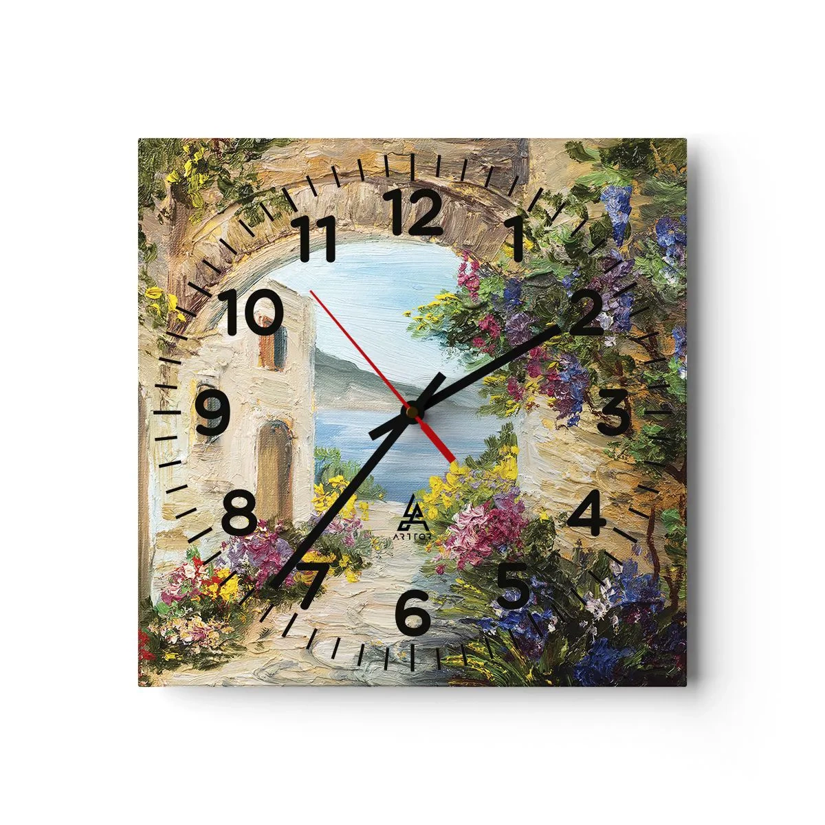 Ceas de perete - Ceas pe sticlă - Farmecul peisajului de coastă - 30x30 cm