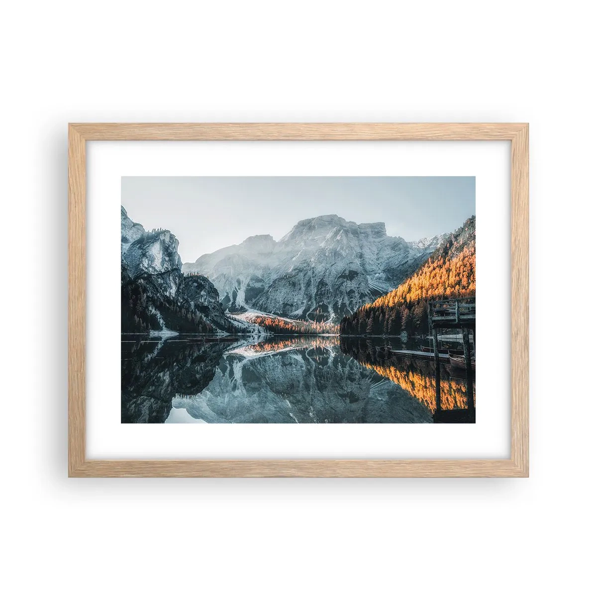 Poster în ramă de stejar deschis - Peisaj în oglindă - 40x30 cm