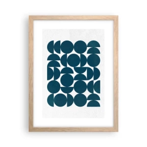 Poster în ramă de stejar deschis - Cercuri și semicercuri - 30x40 cm