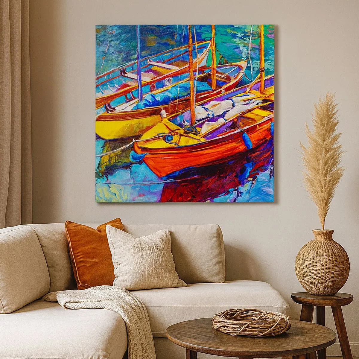 Tablou pe pânză - Pe o apă plină de culoare - 30x30 cm