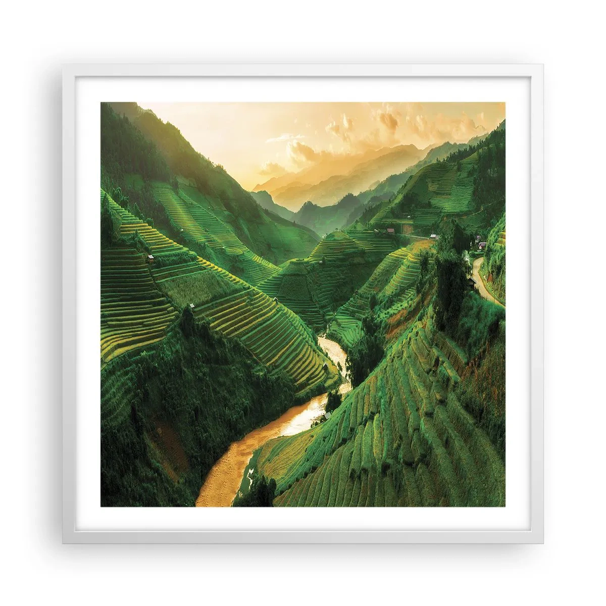 Poster în ramă albă - Valea vietnameză - 60x60 cm