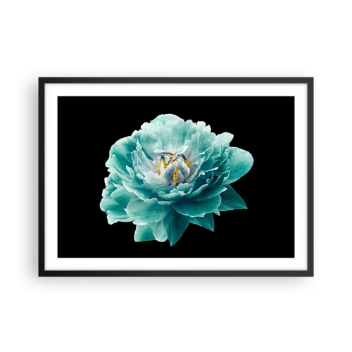 Poster în ramă neagră - Petale albastre și aurii - 70x50 cm