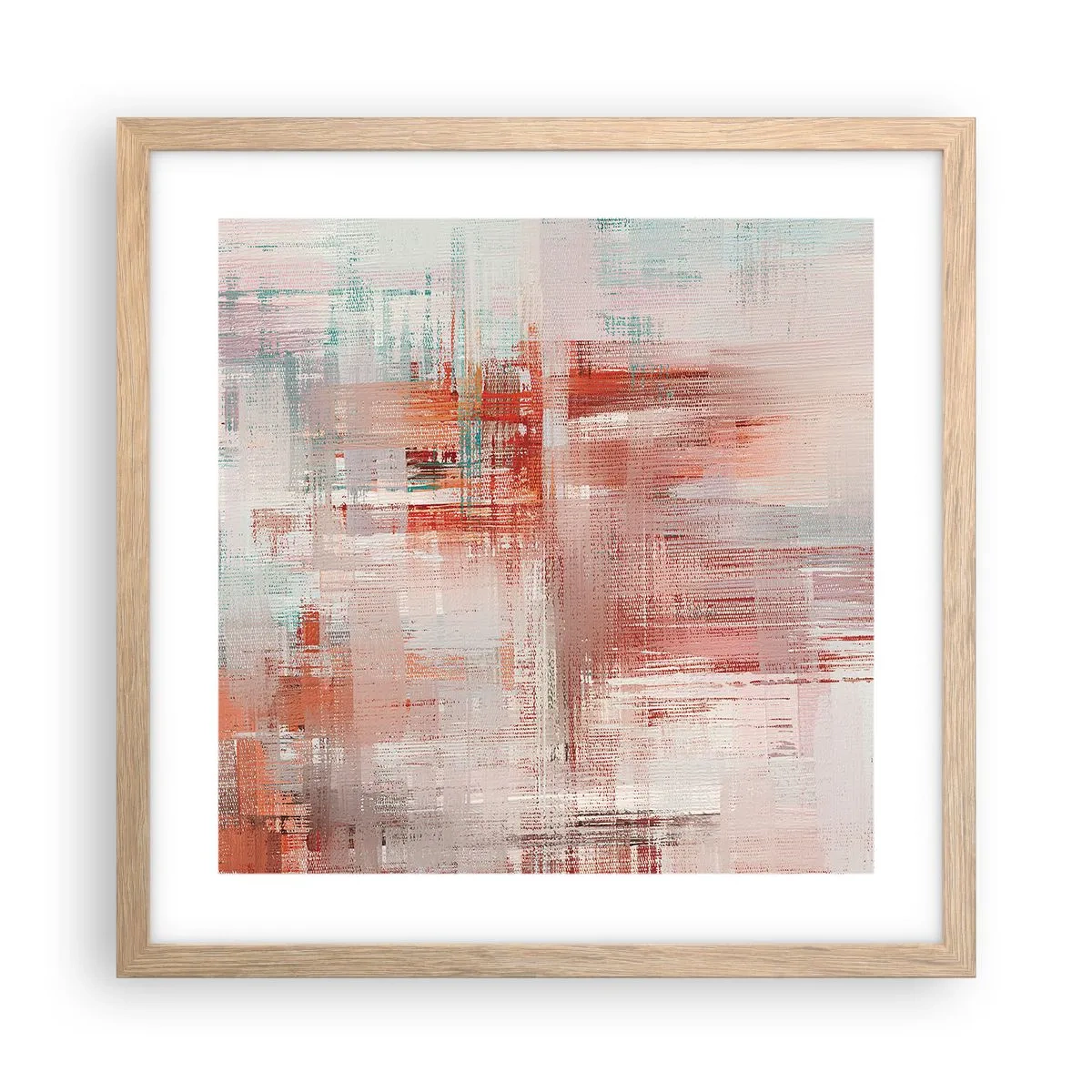 Poster în ramă de stejar deschis - În ceață. Dar roz - 40x40 cm
