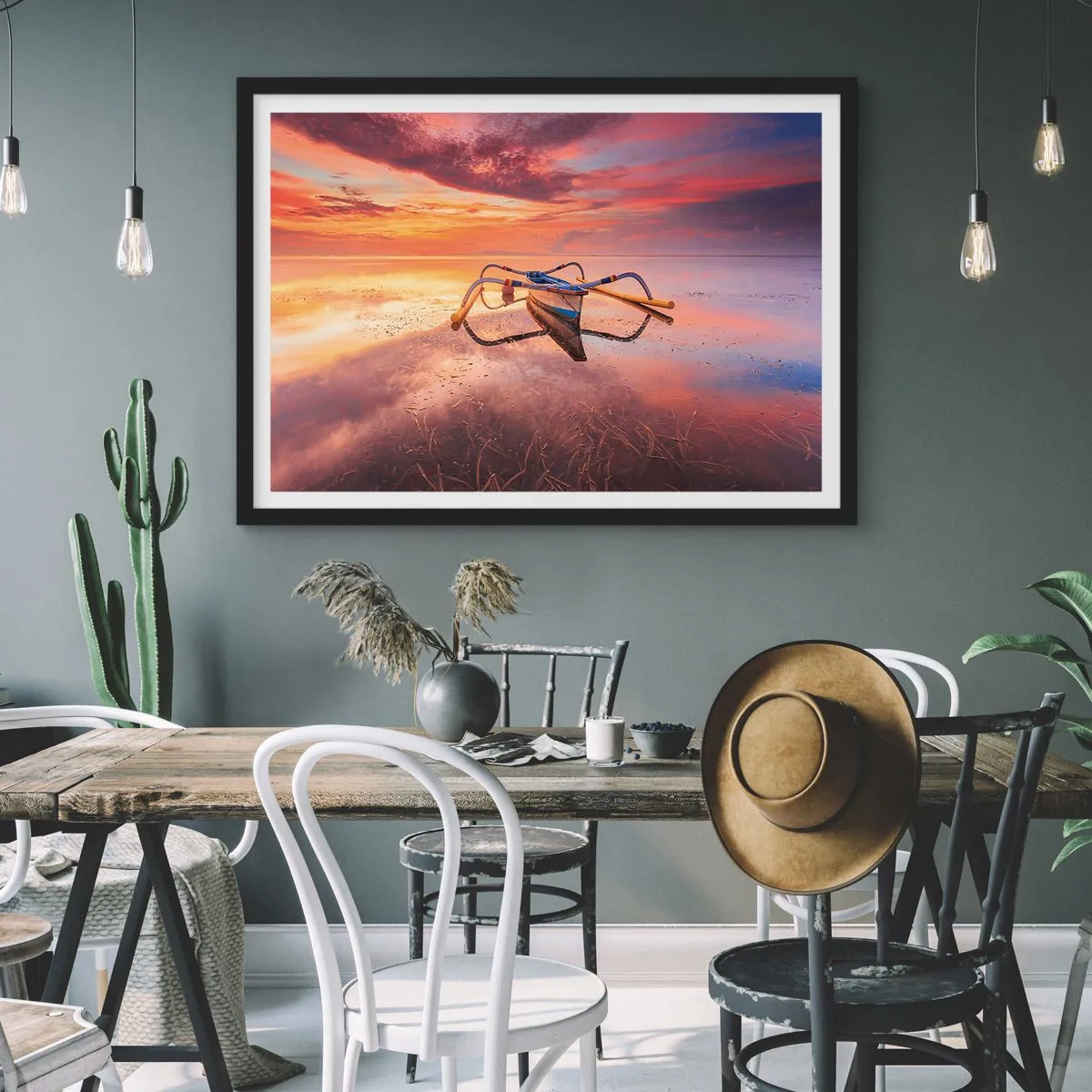 Poster în ramă neagră - Liniștea unei seri tropicale - 70x50 cm