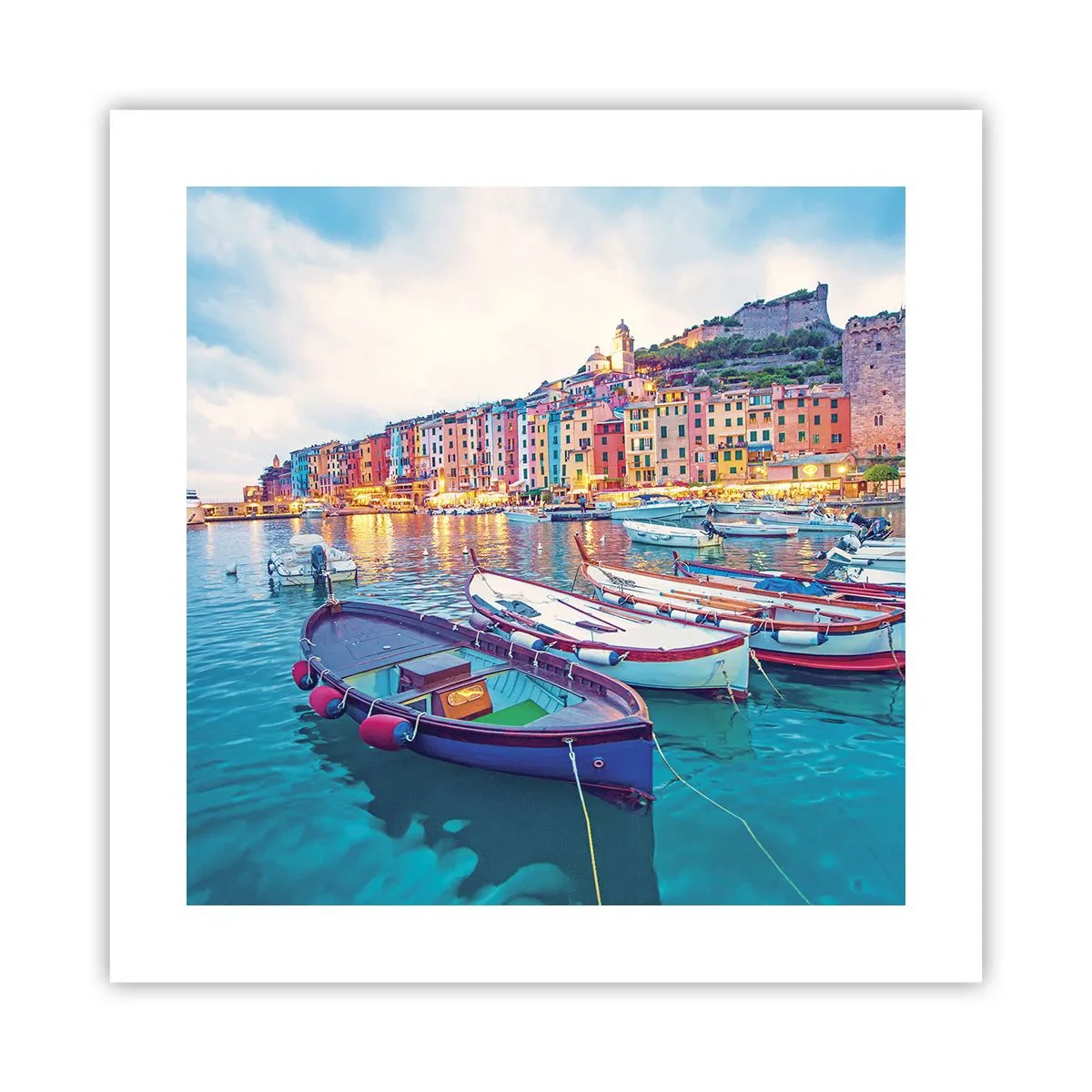 Poster - O seară plină de culoare în port - 40x40 cm