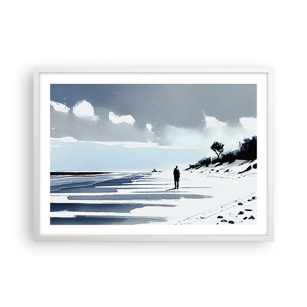 Poster în ramă albă - Singuratic - 70x50 cm