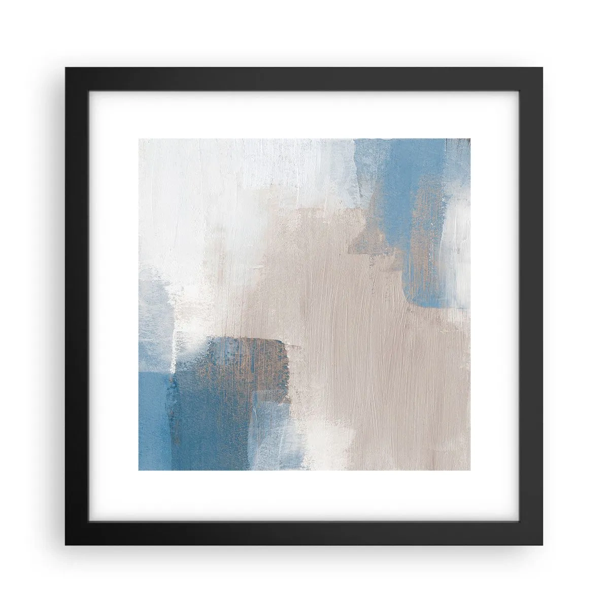 Poster în ramă neagră - Abstracție roz în spatele unui voal de albastru - 30x30 cm