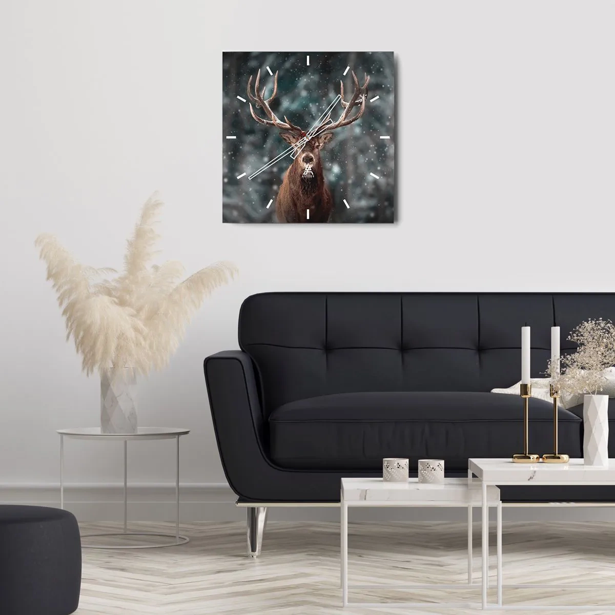 Ceas de perete - Ceas pe sticlă - Regele pădurii a fost încoronat - 40x40 cm