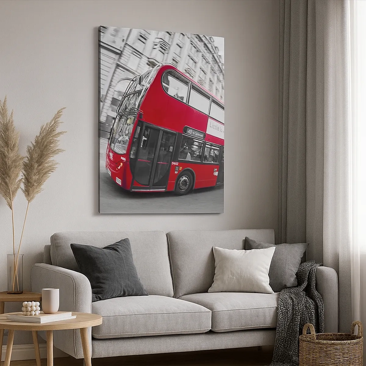 Tablou pe pânză - Londra în mod tradițional - by bus - 50x70 cm
