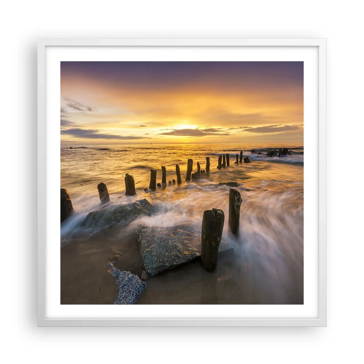 Poster în ramă albă - Frumusețe brută a mării - 60x60 cm