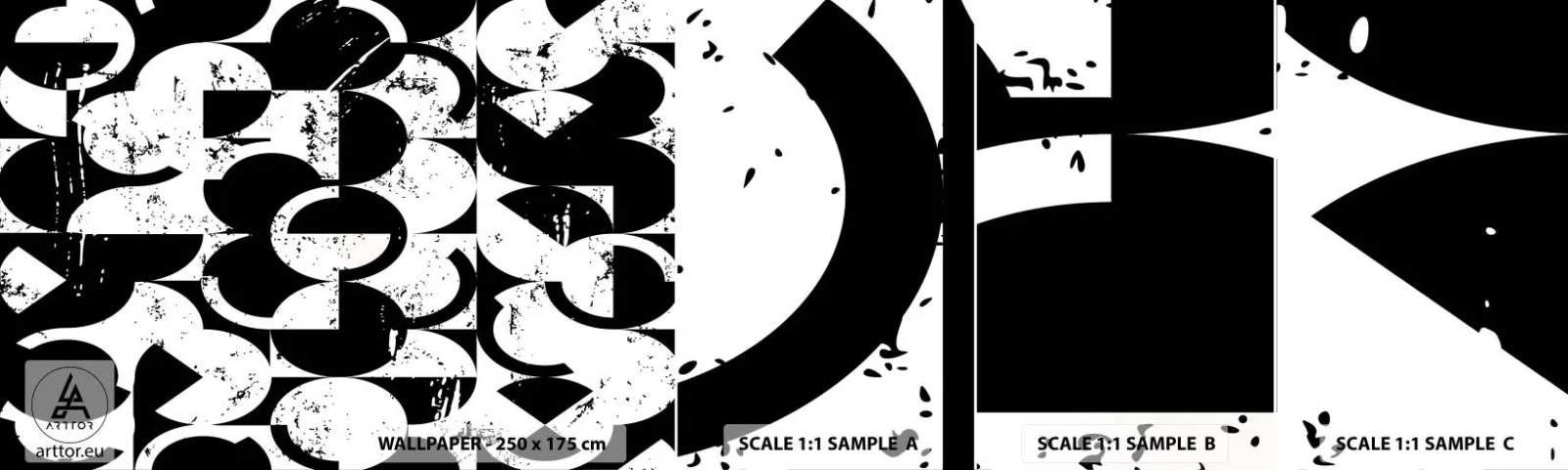 Mostră tapet autocolant Deluxe Sticker - Albul e alb și negrul e negru - Abstracția, Bucată, Grafică - 100x30 cm