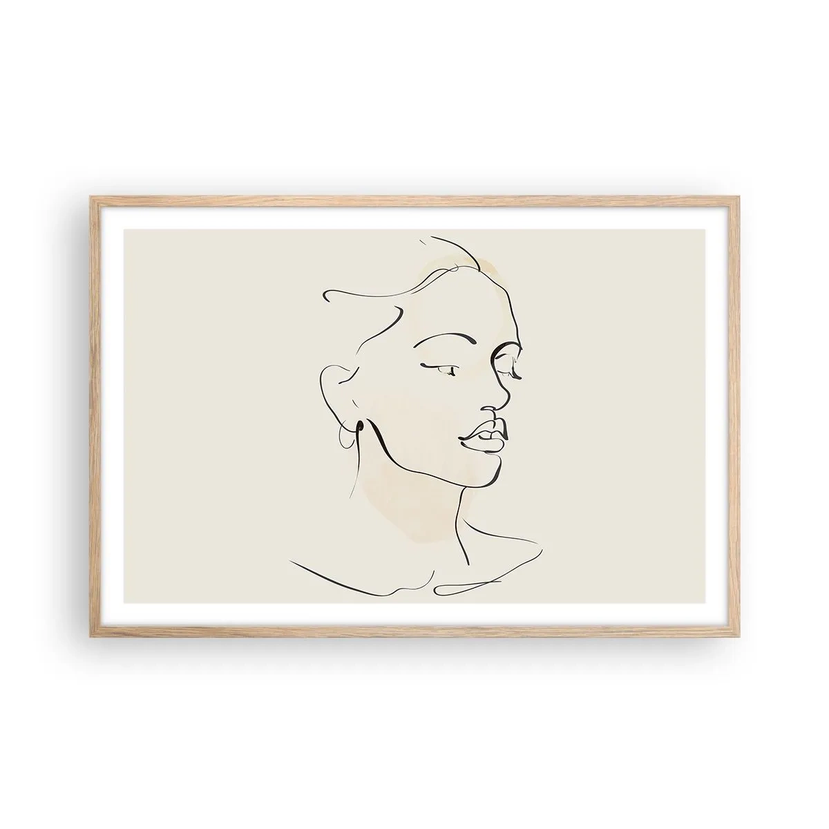 Poster în ramă de stejar deschis - Cu o linie sigură - 91x61 cm