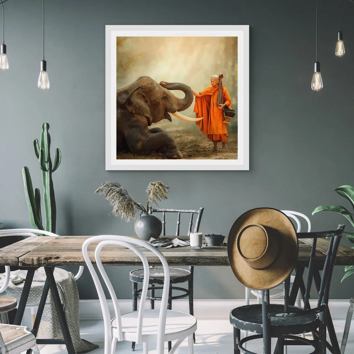 Poster în ramă albă - Întâlnire în călătorie - 60x60 cm