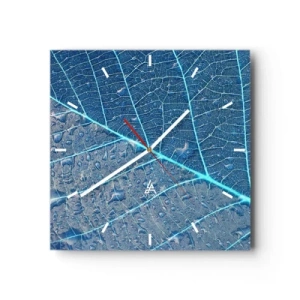 Ceas de perete - Ceas pe sticlă - Viața în albastru - 40x40 cm