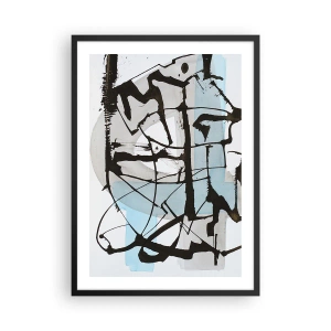 Poster în ramă neagră - Abstracție modernă în nuanțe de albastru și negru - 50x70cm - Cu toate acestea, albastru - Decorațiune modernă pentru perete pentru living și dormitor ARTTOR