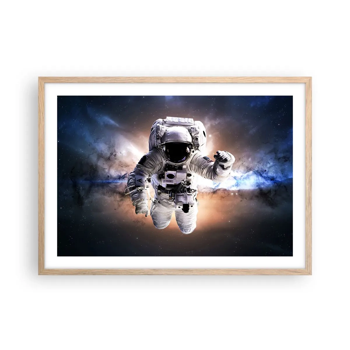 Poster în ramă de stejar deschis - Salutări din spațiul cosmic - 70x50 cm