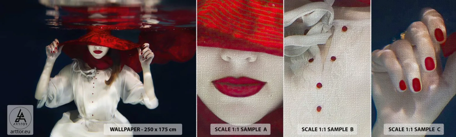 Mostră tapet Premium Canvas - Frumoasa fantomă - Abstracția, Femeie În pălărie, Bucată - 100x30 cm