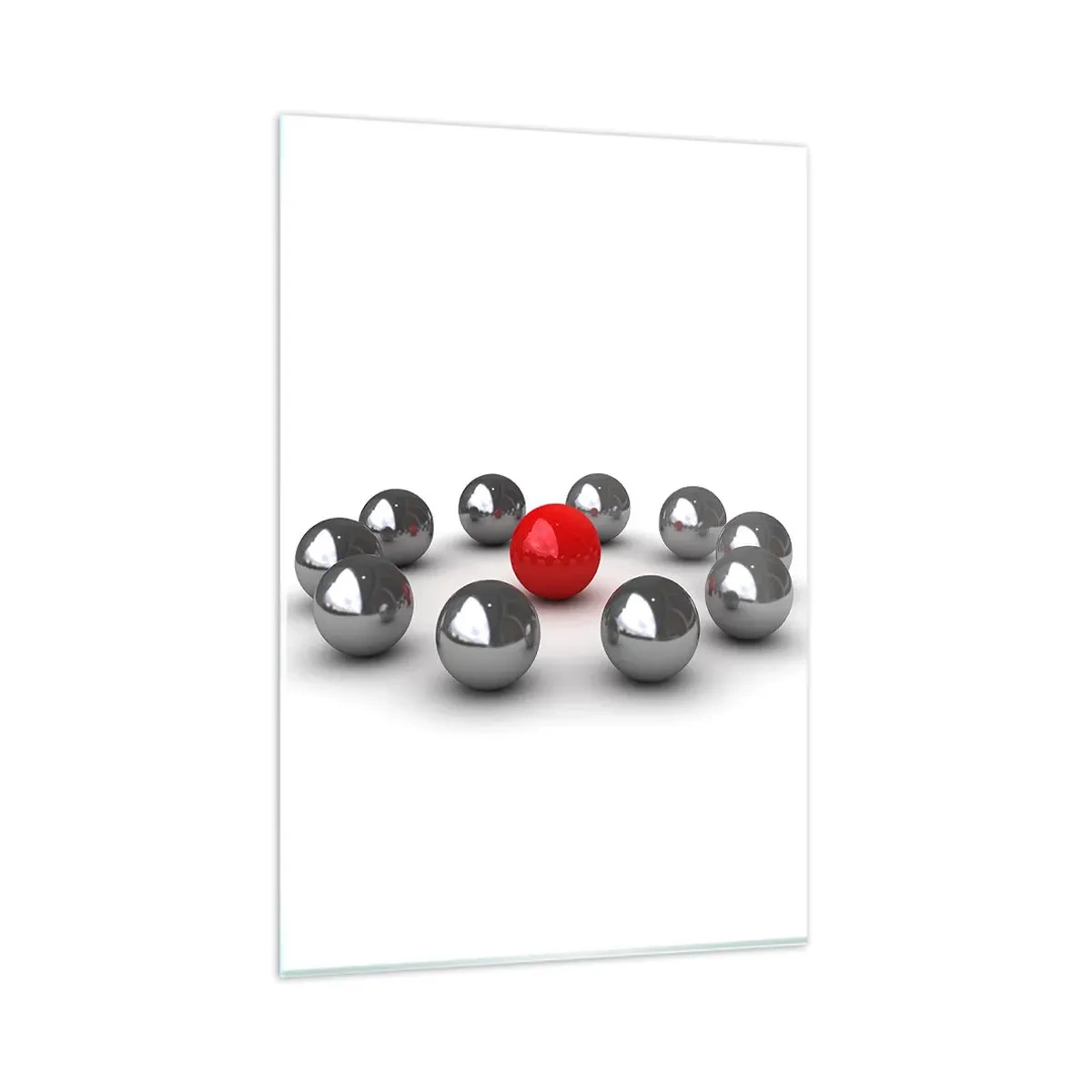 Tablou pe sticlă - Cerc în argintiu și roșu - 80x120 cm