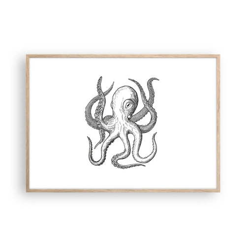 Poster în ramă de stejar deschis - Dansând cu valurile - 100x70 cm