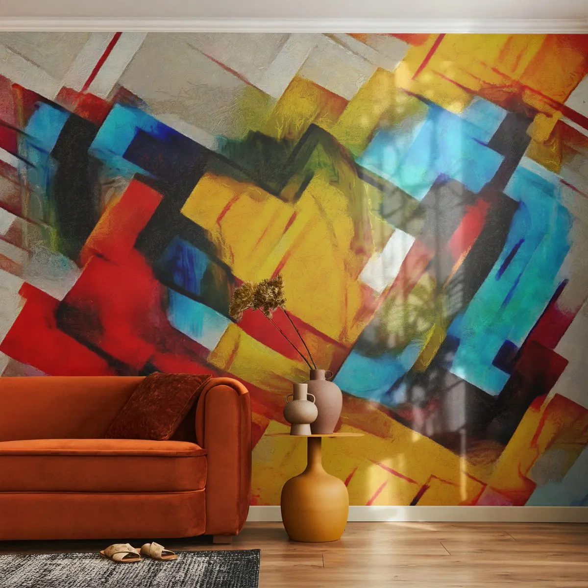 Tapet Standard Eco - Sandviș multicolor - Abstracția, Cubism, Bucată - 300x210 cm