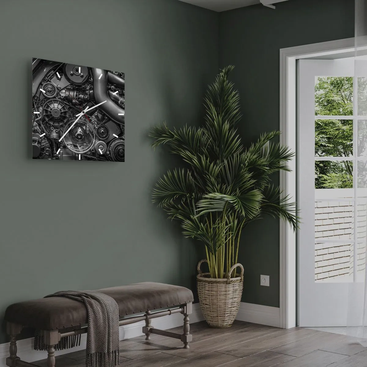 Ceas de perete - Ceas pe sticlă - Poezia mecanicii - 40x40 cm
