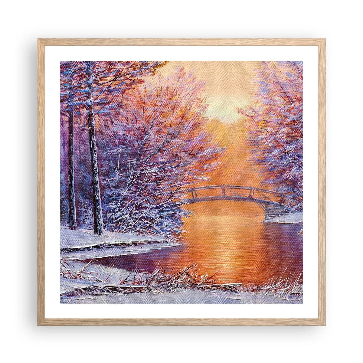 Poster în ramă de stejar deschis - Hai să ne întâlnim aici - 60x60 cm