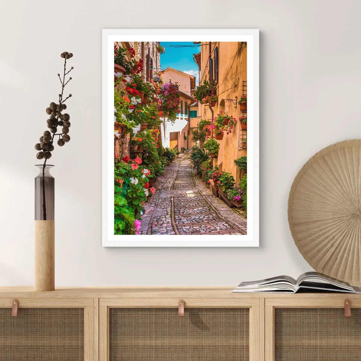 Poster în ramă albă - Străduță italiană - 40x50 cm